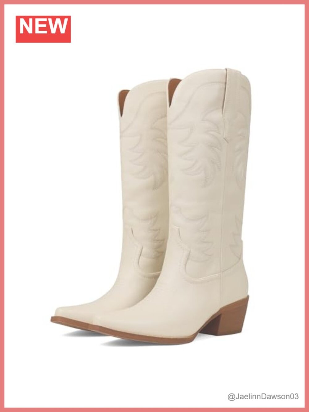 Women's Mid-Calf Snip Toe Cowgirl Western Boots, PU Leather & Suede, Chunky Heel